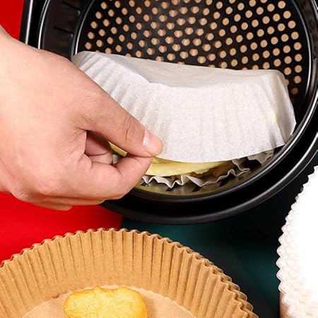 Air Fryer Disposable Paper Liner, Non-Stick Oil Resistant, Waterproof,Food Grade Baking Paper Baking Microwave Baking Paper (2 Colors) (Color : 25 Pcs Brown)