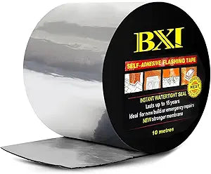 BXI Flashing Roll Tape Membrane, 6 inches X 32 Feet Thick Waterproof Patch Seal Tape, Self-Adhesive SBS Modified Rubberized Asphalt, Deck Seam Joist Leak Sealant for Roof Window Gutter Repair Outdoor