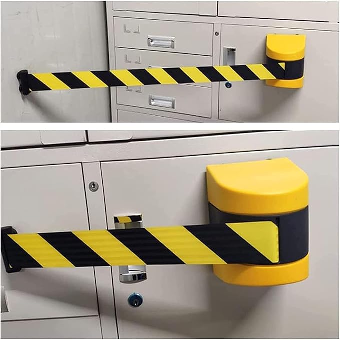 Magnetic Retractable Barrier Tape Safety, Safety Cordon Barrier, Queue Barrier Belt, Wall Mount Magnet adsorption for Separated Region(3M)