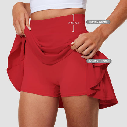 Pleated Tennis Skirts for Women High Waisted Golf Skorts Tummy Control Skirts with Shorts Pockets Lightweight