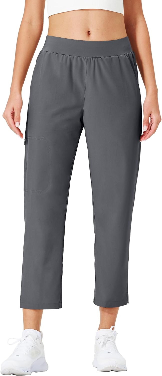 Ksmien Women's Golf Pants Lightweight High Waisted 7/8 Ankle Pant with 4 Pockets for Athletic Lounge Travel Work