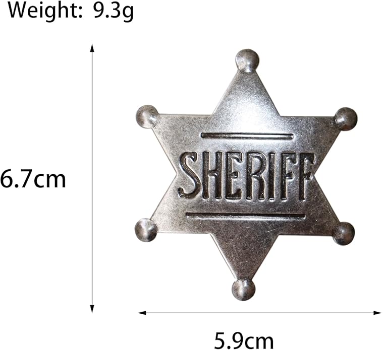 Sheriff Metal Police Badges Pins - Western Deputy Star for Cowboy Party Decoration, Dress-Up Custom Badge, Themed Birthday Pin Decorations