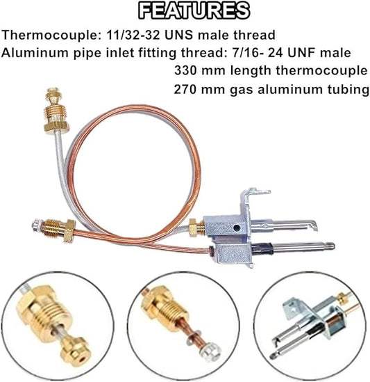 Water Heater Pilot Assembly For Atwood 91603 (91214) ,Includes Pilot Thermocouple Kit,Propane Gas RV Water Heater Parts For Dometic Atwood 91603 12" Replacement RV,Camper,Trailer Jade Pilot Assembly