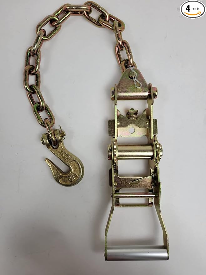 2 inch Short Wide Ratchet Handle with 12 inch Long 516 Grade 70 Chain with Grab Hook