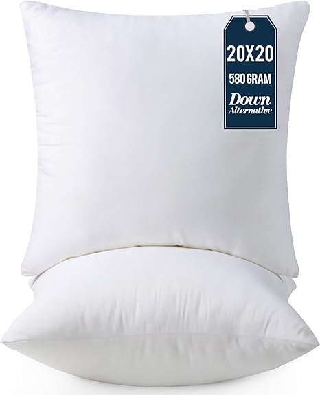 Utopia Bedding Throw Pillows Insert (Pack of 2, White) - 20 x 20 Inches Bed and Couch Pillows - Indoor Decorative Pillow