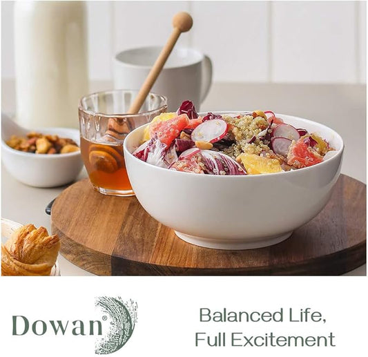 DOWAN Soup Bowls, Ramen Bowl for Noodle, 39 Ounce large Cereal Bowls for Kitchen, 7 Inches Salad Bowls, Microwave and Dishwasher Safe, White