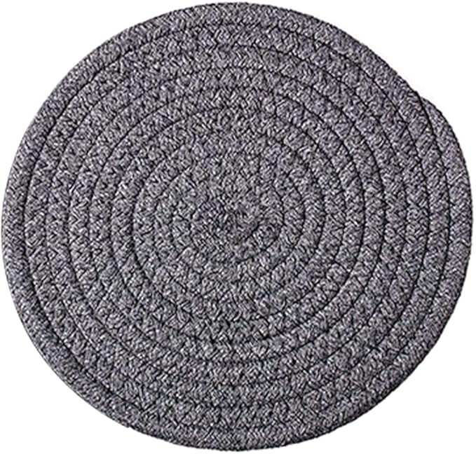 Round Trivet Weave Pad for Kitchen Thread Pot Holders for Hot Dishes/Pot/Bowl/Teapot/Hot Pot Set of 1 Cotton Braided 7 Inches Dining Table Trivet Dark Grey