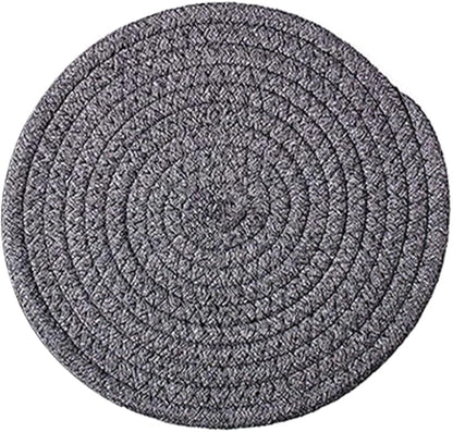 Round Trivet Weave Pad for Kitchen Thread Pot Holders for Hot Dishes/Pot/Bowl/Teapot/Hot Pot Set of 1 Cotton Braided 7 Inches Dining Table Trivet Dark Grey
