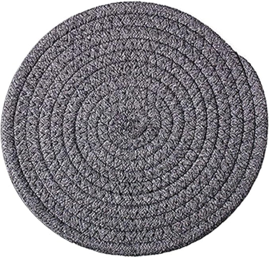 Round Trivet Weave Pad for Kitchen Thread Pot Holders for Hot Dishes/Pot/Bowl/Teapot/Hot Pot Set of 1 Cotton Braided 7 Inches Dining Table Trivet Dark Grey