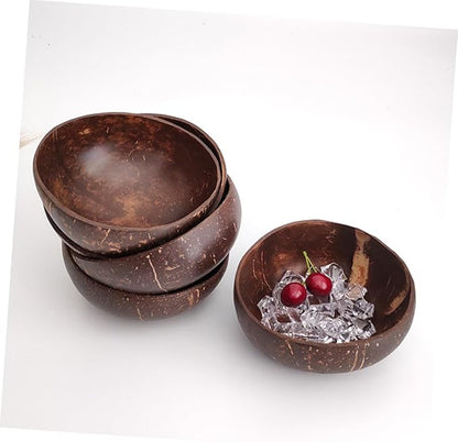 Elegant Cocoanut Bowl Set 2pc Natural Shell Salad Bowl Fruit for Snack Home Decorative