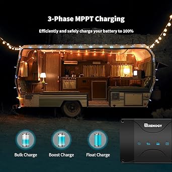 Renogy 50 Amp MPPT Charge Controller 12V MPPT Solar Charge Controller, Capable for Solar Panel and Alternator Power Input, with DC to DC Battery Charger Function, for Gel, AGM, and Lithium Batteries