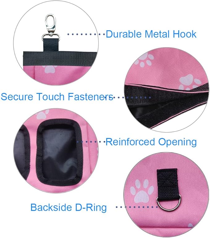 Guinea Pig Hay Feeder, Hanging Rabbit Hay Feeder Bag for Guinea Pigs Bunnies Chinchillas. Pink Paws