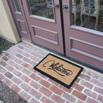 Rubber-Cal "Modern Ribbon Script AiCoir Welcome Mat 15mm X 18" X 30"