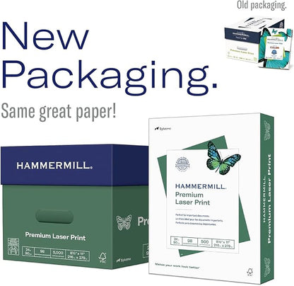 Hammermill 104612 Laser Print Office Paper, 98 Brightness, 24lb, 8-1/2 x 14, White, 500 Sheets/RM