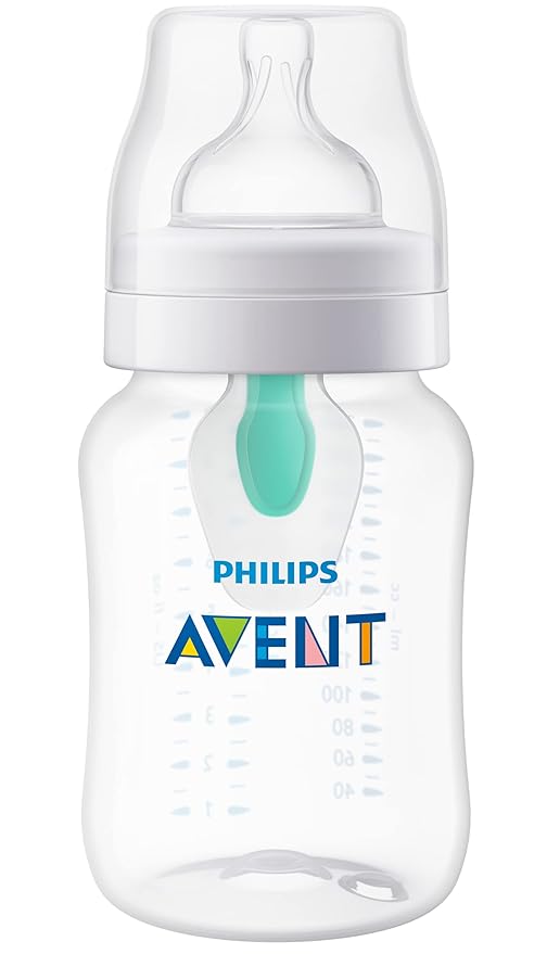 Philips Avent Anti-Colic Baby Bottle with AirFree Vent, 9oz, SCY70391, 1pk, Clear, SCY70391