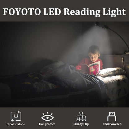 Clamp on Desk Lamp, LED Reading Light with Clamp - 3 Color Modes & 10 Brightness, 360°Adjustable Flexible Gooseneck Book Light for Office, Home, Reading and More - 18 inches Black