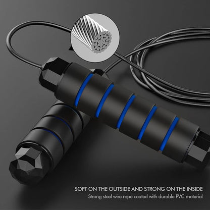 Jump Rope, Tangle-Free Rapid Speed Jumping Rope Cable with Ball Bearings for Women, Men & Kids, Adjustable Steel Jump Rope with Foam Handles for Home Gym Exercise Fitness Workout Equipment & Slim Body