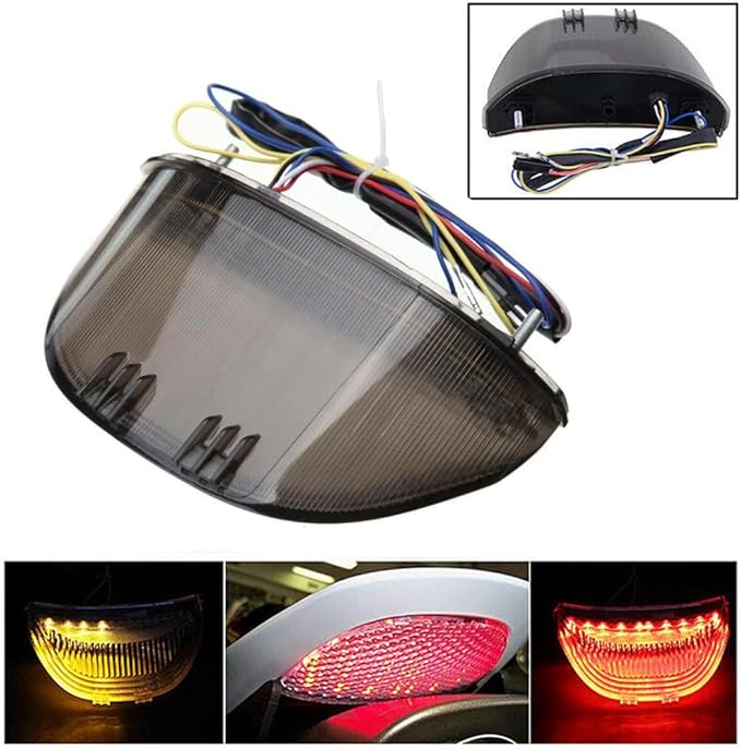 Smoked ATV LED Taillight 12V Motorcycle Brake Light with LED Turn Signals Compatible with 2003-2006 Honda CBR600RR 2004-2007 CBR1000RR