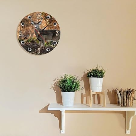 The Geeky Days Deer Wall Clock, 12 Inch Cabin Hunting Clock Round Silent Non Ticking Battery Operated Rustic Wildlife Wall Decor Deer Clocks for Walls Man Cave Wildlife Deer Hunting Gifts