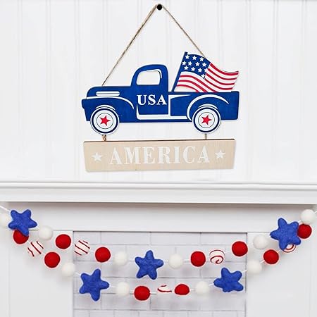 Patriotic Decor Independence Day Hanging Ornaments Wine Rack Decoration (A, One Size)