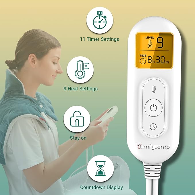 Comfytemp FSA HSA Eligible Heating Pad for Neck and Shoulders and XXL Large Heat Pad for Neck and Shoulders and Back