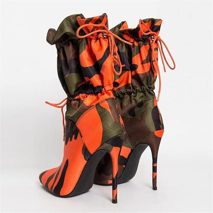 Boots For Women High-heeled Shoes, Middle-tube Boots, Thin High-heeled Lace-up Women's Shoes
