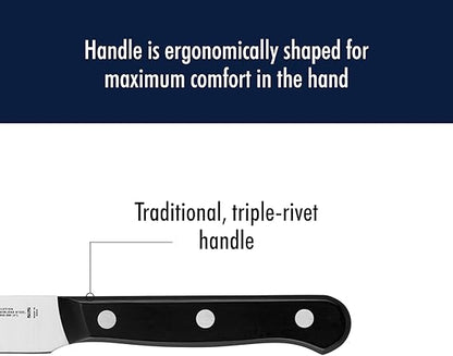HENCKELS Solution Razor-Sharp 4-inch Compact Chef Knife, German Engineered Informed by 100 Years of Mastery, BlackStainless Steel