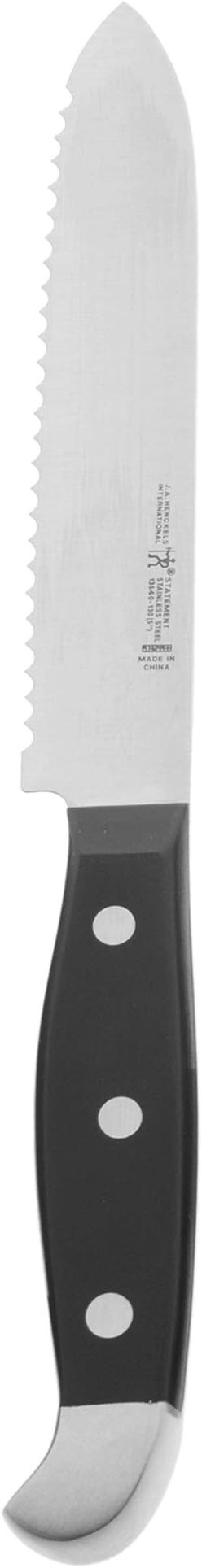 HENCKELS Statement Razor-Sharp 5-inch Serrated Utility Knife, Tomato Knife, German Engineered Informed by 100 Years of Mastery, BlackStainless Steel
