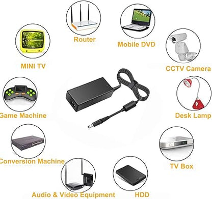 JOYLIT 12V 5A Power Supply Adapter 60W, AC 100-240V Convert to DC 12 Volt 5 Amp 60 Watt Transformer 2.1mm X 5.5mm DC Plug LED Driver for 12V LED Strip Lights, CCTV, Router