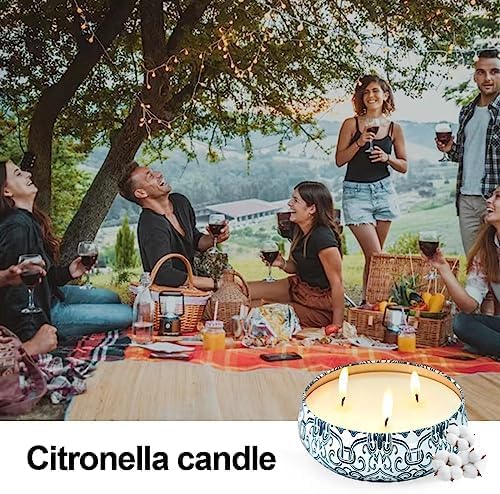 Citronella Candles Outdoor Large Candles 2 Pack 27oz in Total?3-Wick Burning for 150 Hours Suitable for Garden?Patio?Camping?Picnic and Barbecue in Summer