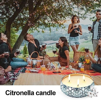 Citronella Candles Outdoor Large Candles 2 Pack 27oz in Total?3-Wick Burning for 150 Hours Suitable for Garden?Patio?Camping?Picnic and Barbecue in Summer