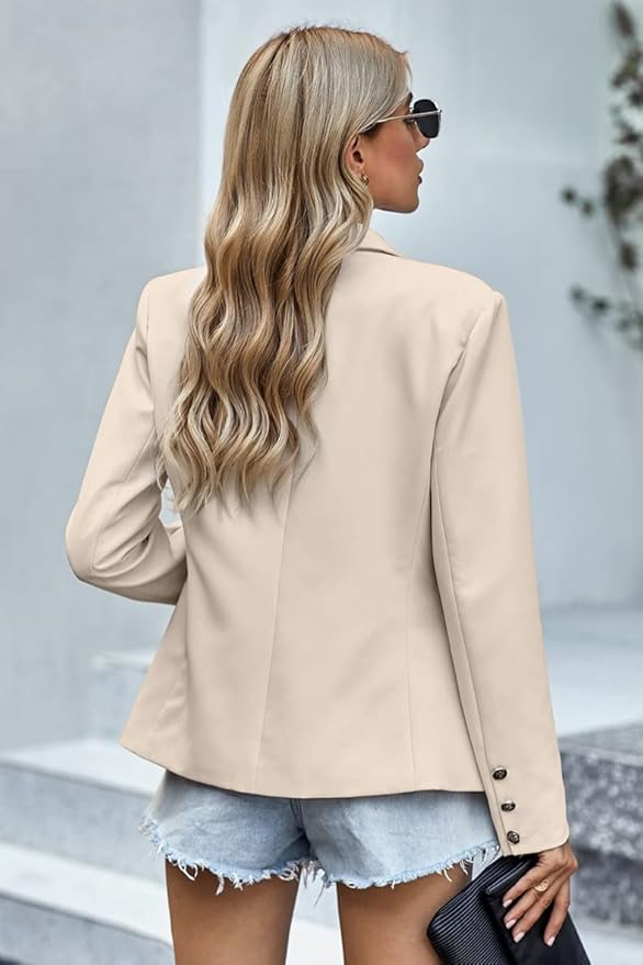 Womens Casual Pocketed Office Blazers Draped Open Front Cardigans Jacket Work Suit