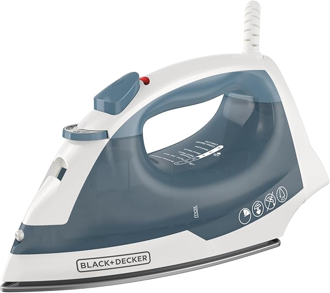 BLACKDECKER Easy Steam Compact Iron for Clothes, Automatic Shutoff, Nonstick Plate, Light Weight, 1200 Watts