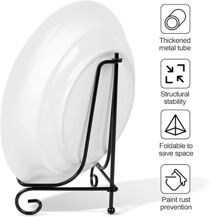 vivinin 4 Pack Plate Stands For Display, Plate Holder 6 Inch, Picture Frame Stand of Metal, Frame Holder Stand and Artworks, Small Easel Stand for Book, Tabletop Art, Picture, Photo and Platter