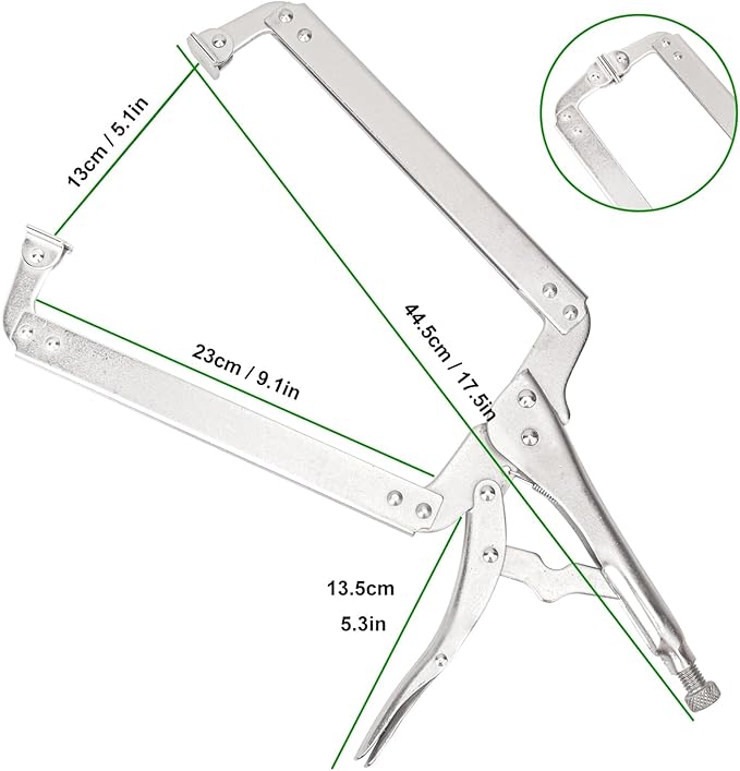 3 Pack 18 Inch C Clamp Locking Pliers with Swivel Pads, C-Clamp Face, Heavy Duty C Clamp Locking Pliers, Adjustable Vise Grip C Clamps for Woodworking and Home Improvement