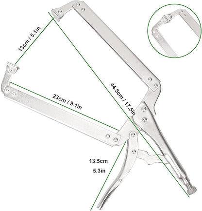 3 Pack 18 Inch C Clamp Locking Pliers with Swivel Pads, C-Clamp Face, Heavy Duty C Clamp Locking Pliers, Adjustable Vise Grip C Clamps for Woodworking and Home Improvement