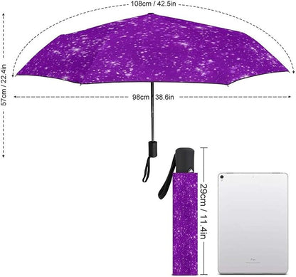 Compact Umbrella, Multi Functional Automatic Umbrellas Windproof Sun Protection Umbrella- Galaxy Print w/ Blue Stars