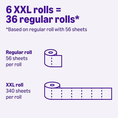 Amazon Basics Soft and Strong 2-Ply Toilet Paper, 6 Ultra Rolls = 24 Regular Rolls, Unscented, 340 Sheet (1 Pack of 6), Packaging May Vary