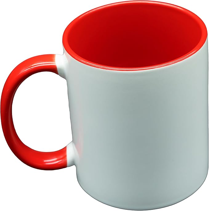 Sublimation Mugs 11 Oz, Red Inner  Handle - Premium Coffee Cups for Heat Press Projects - Versatile Coffee Mug Design Ideal for Personalized Creations, 1 Piece Set
