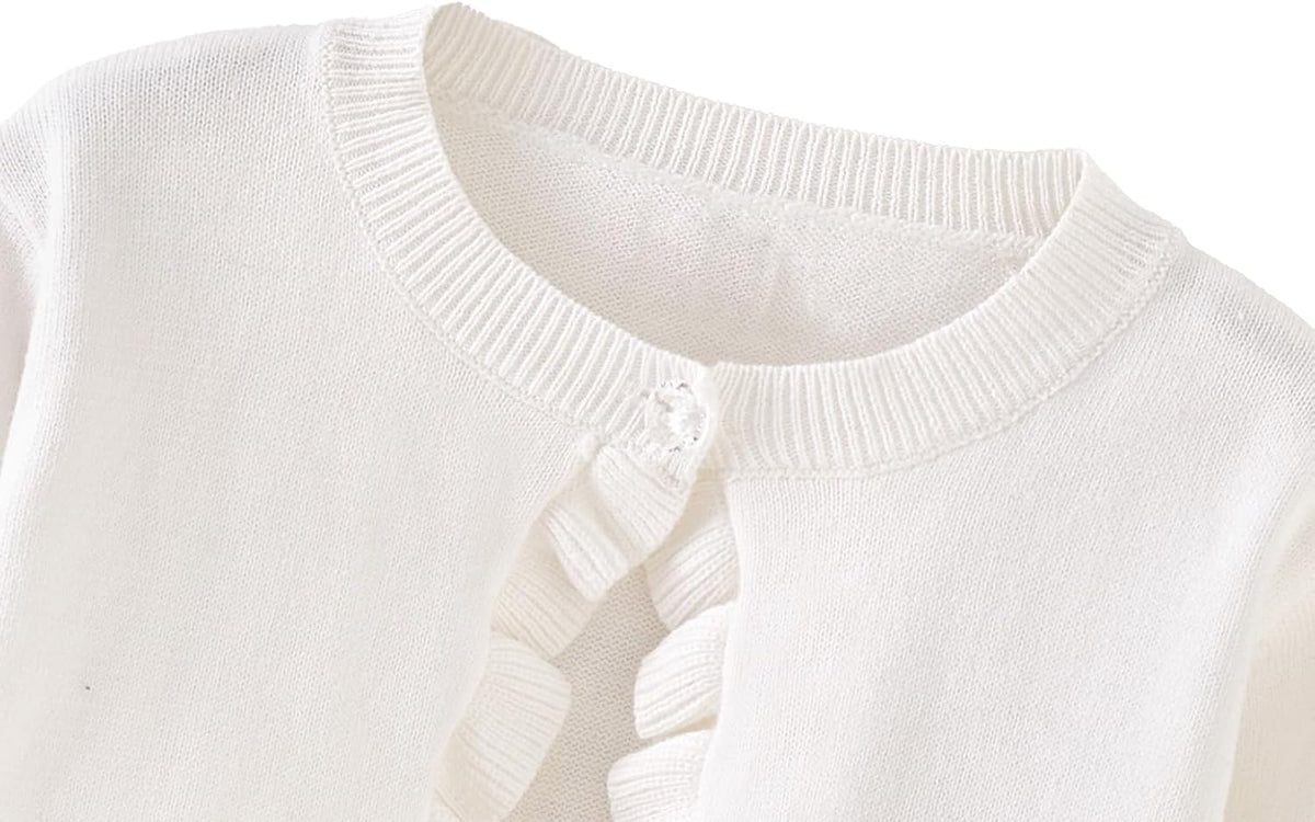 Toddler Girls Cardigan Sweater Bolero Shrug Baby Kids Long Sleeve Cropped Dress Up Button Closure Jacket Tops