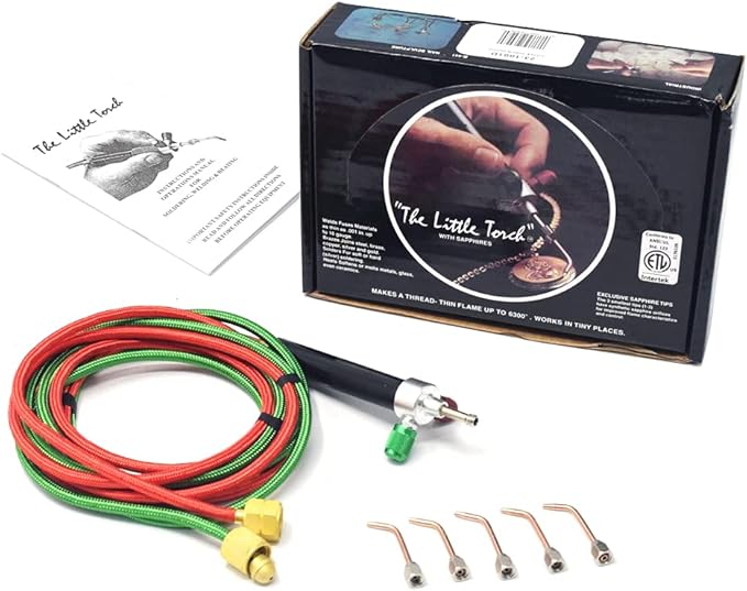 Mini Oxygen Torch Kit, Micro Oxygen AcetyleneButane Gas Welding Torch with 5pc Tips for Jewelry Repair
