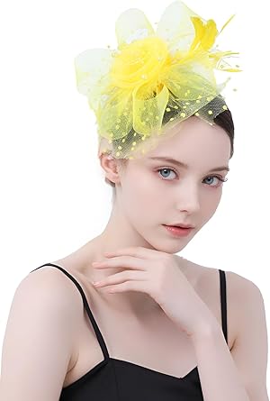 Kentucky Derby Hat for Women 2025 Fascinators Hat Elegant Mesh Feather Headband with Clip Tea Party Hats