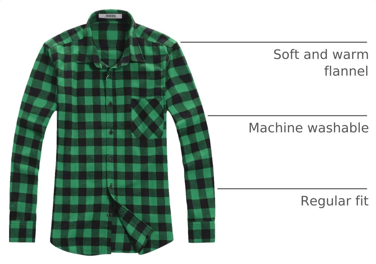 Men's & Boys' Long Sleeve Button Down Plaid Flannel Shirt