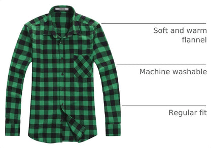Men's & Boys' Long Sleeve Button Down Plaid Flannel Shirt