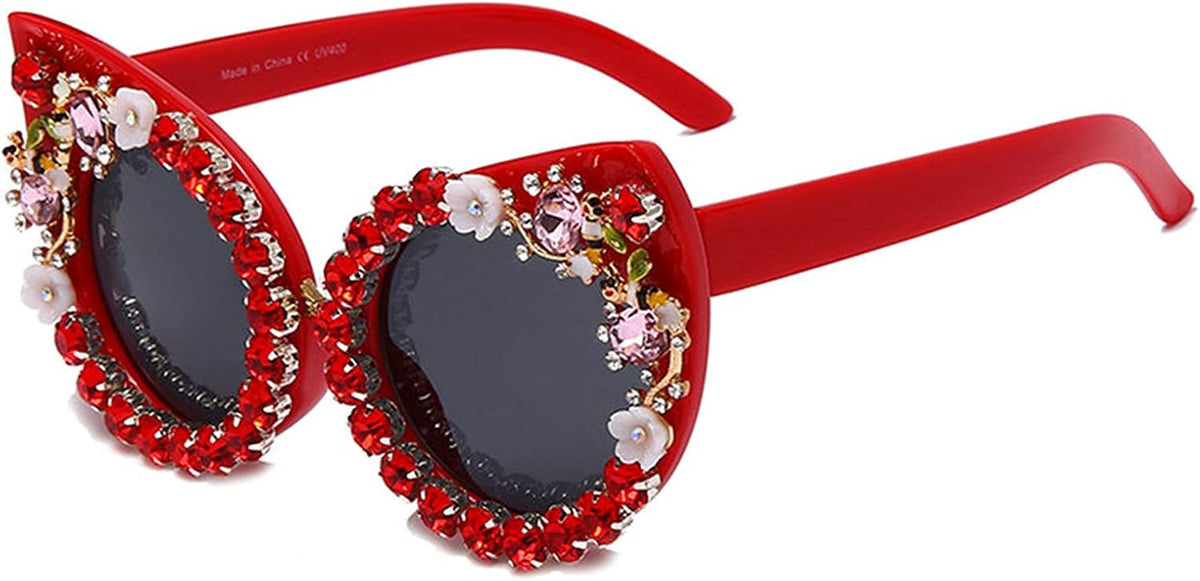 willochra Women's Cat Eye Rhinestone Sunglasses