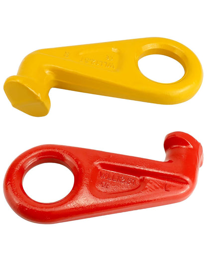 QWORK Shipping Container Lifting Hooks, 2 Pack 12.5 T Left & Right 45 Degree Alloy Steel Container Hook Lifting Lug for Shipping, Cargo, Storage, Moving, Yellow (Minor Scuffs On The Hooks)