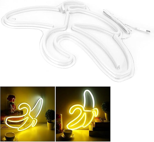 LED Neon Light Banana Shaped Wall Decorative Light Ideal for Bedroom Christmas Party Bar Decor Adopt Color LED Lamp Tube Emitting Warm Yellow Light Banana Shape Design Un