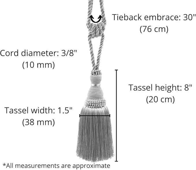 Noblesse Collection Elegant Curtain & Drapery Tassel Tieback Tassel Length 8" (20cm) 30" Spread (76cm) (Style# TBH8) Burgundy Gold Red #1253 (Carmine Red Yellow Gold)