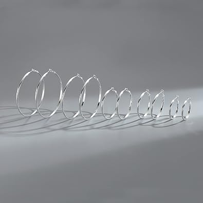 LOUMILEO 925 Sterling Silver Hoop Earrings Big Silver Hoop Earrings Hypoallergenic Large Thin Hoop Earrings for Women Lightweight Silver Hoops Earrings for Women (3040456570mm)