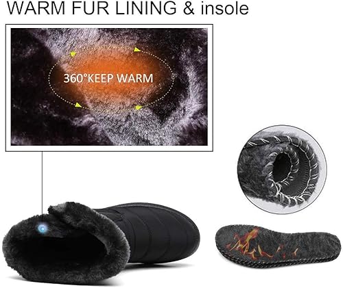 Hsyooes Womens Warm Fur Lined Winter Snow Boots Waterproof Ankle Boots Outdoor Booties Comfortable Shoes for Women